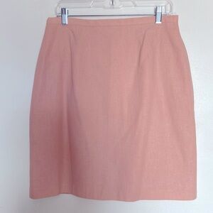 Vintage Paul Harris Knee-Length Pencil Skirt Size 14 Linen Bland Pink